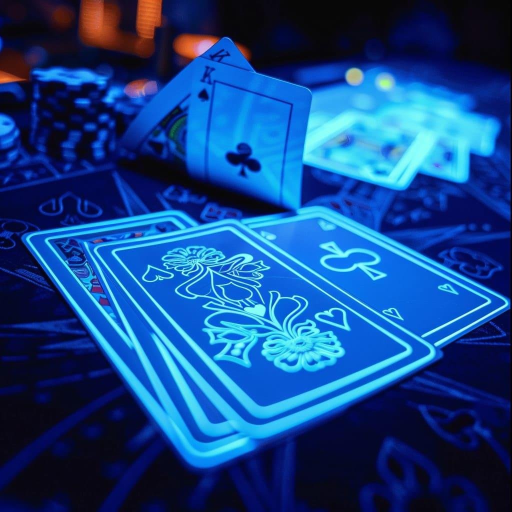 Live-dealer blackjack table with virtual chips displayed
